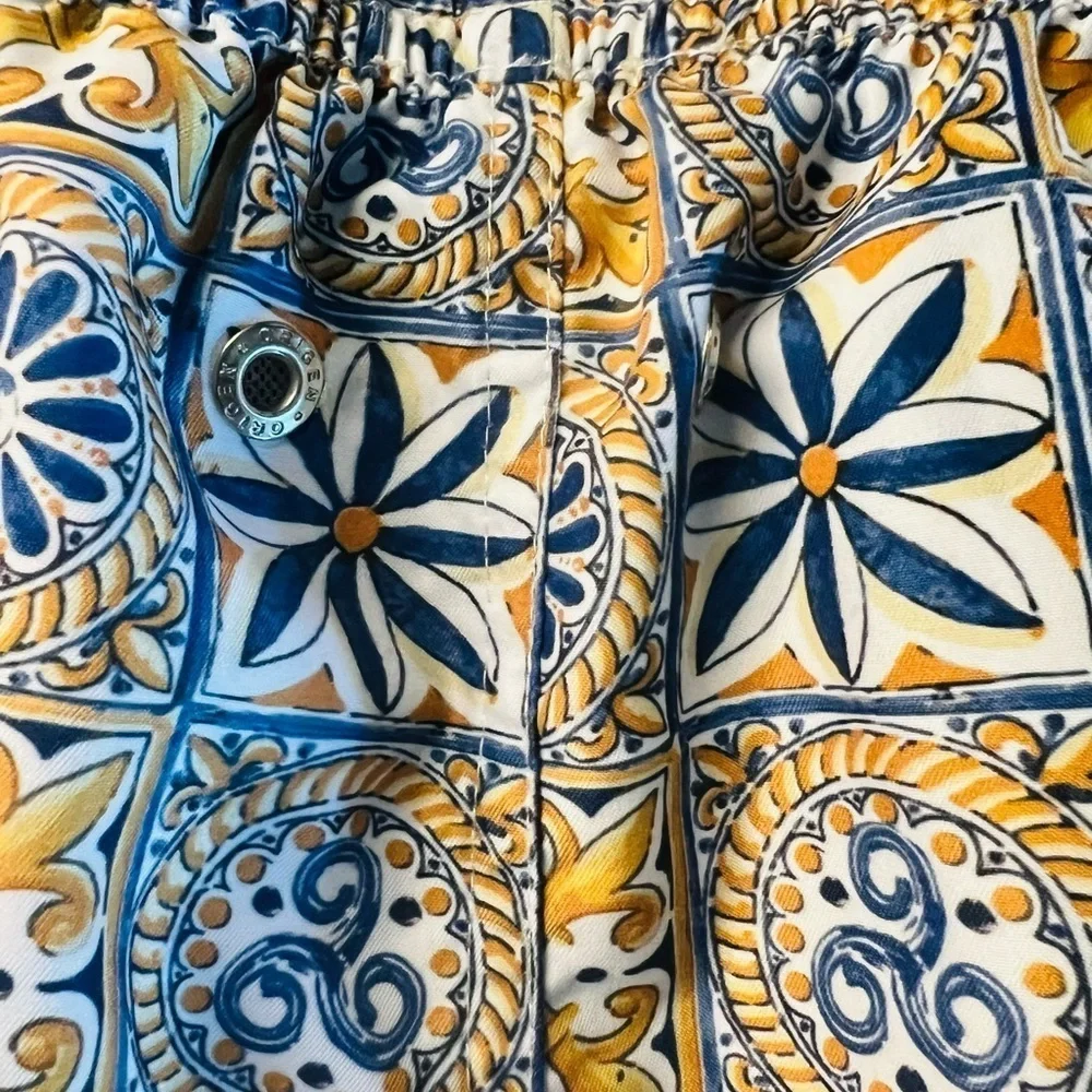 Origen Per Capri Blue & Yellow Swim Trunks Size XL NWOT